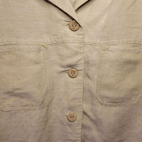 Hearts Of Palm Woman, 55% Linen, Full Button, SS Blouse, Sage Green - Size 16W - Picture 2 of 5